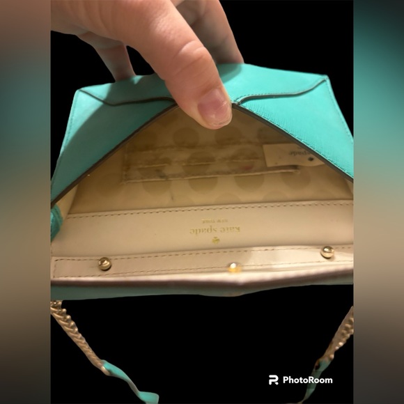 Perfect condition turquoise leather Kate Spade Cedar Street Envelope Crossbody - Picture 5 of 6